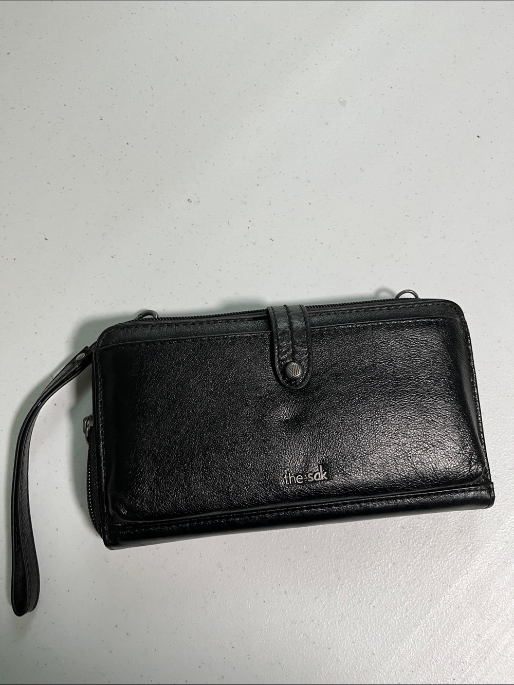 The Sak Black Leather Zip Wristlet Wallet and Crossbody